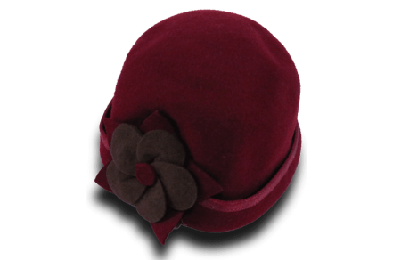 Chapéu de Feltro, composição em 100% pura Lã, estilo retrô, feminino, com feltro especial na cor bordô.
